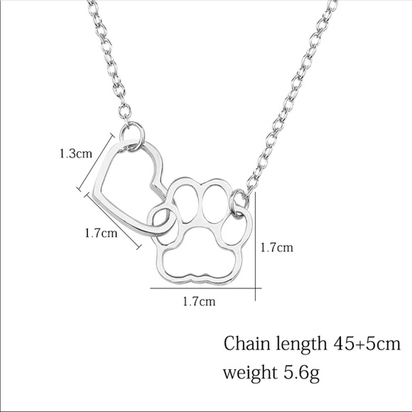 (A1) Silver Paw & Heart Necklace 🐾 - Picture 2 of 4